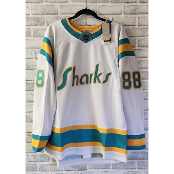 Brent Burns#88 San Jose Sharks NHL Adidas Reverse Retro 2.0 Jersey SZ 50 NEW - Picture 1 of 9